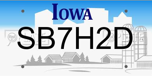 SB7H2D Iowa License Plate