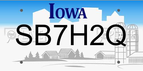 SB7H2Q Iowa License Plate