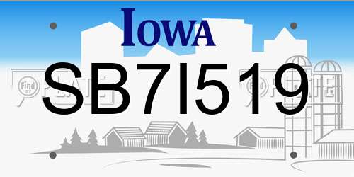 SB7I519 Iowa License Plate