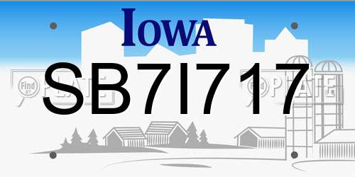SB7I717 Iowa License Plate
