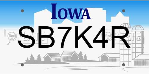 SB7K4R Iowa License Plate