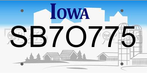 SB7O775 Iowa License Plate