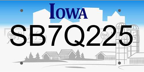 SB7Q225 Iowa License Plate