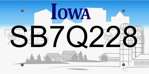 SB7Q228 Iowa License Plate