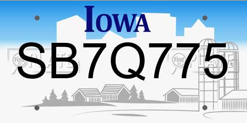 SB7Q775 Iowa License Plate