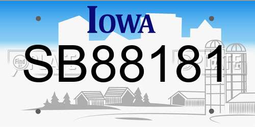 SB88181 Iowa License Plate