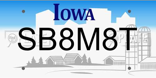 SB8M8T Iowa License Plate