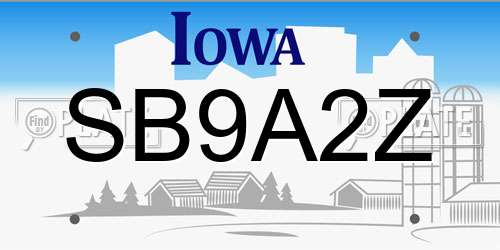 SB9A2Z Iowa License Plate