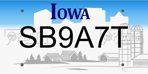 SB9A7T Iowa License Plate