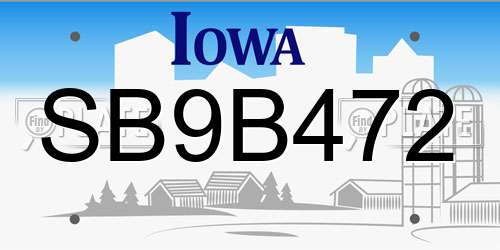 SB9B472 Iowa License Plate