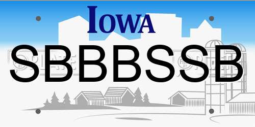 SBBBSSB Iowa License Plate