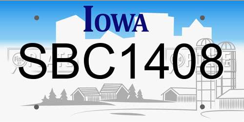 SBC1408 Iowa License Plate