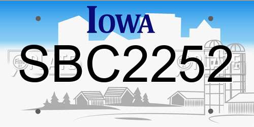 SBC2252 Iowa License Plate