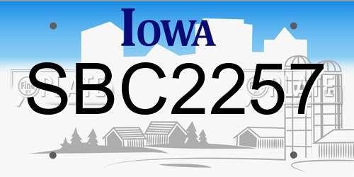 SBC2257 Iowa License Plate