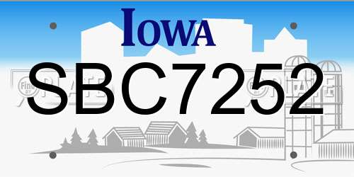 SBC7252 Iowa License Plate