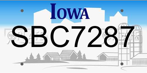 SBC7287 Iowa License Plate