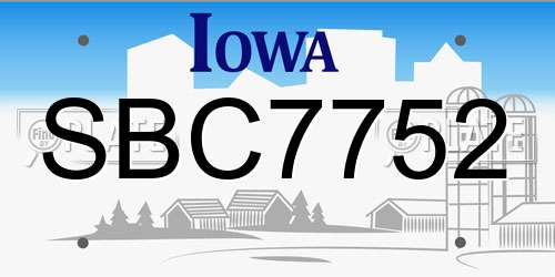 SBC7752 Iowa License Plate