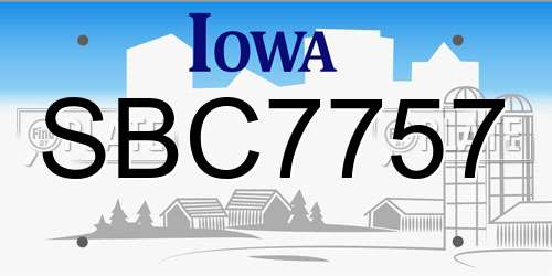 SBC7757 Iowa License Plate