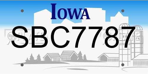 SBC7787 Iowa License Plate