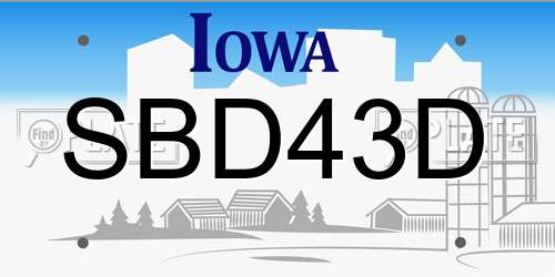 SBD43D Iowa License Plate