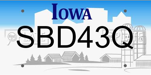 SBD43Q Iowa License Plate