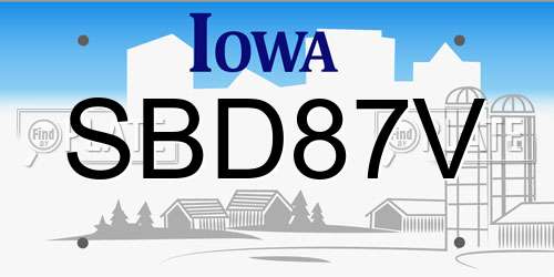 SBD87V Iowa License Plate