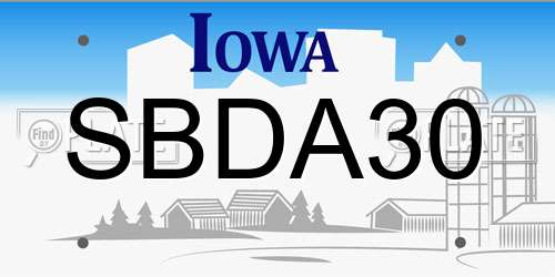 SBDA30 Iowa License Plate