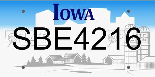 SBE4216 Iowa License Plate