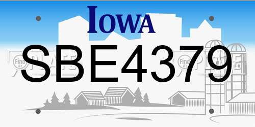 SBE4379 Iowa License Plate