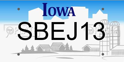 SBEJ13 Iowa License Plate