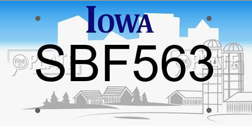 SBF563 Iowa License Plate
