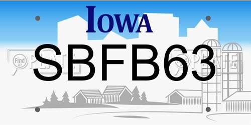 SBFB63 Iowa License Plate