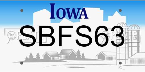 SBFS63 Iowa License Plate