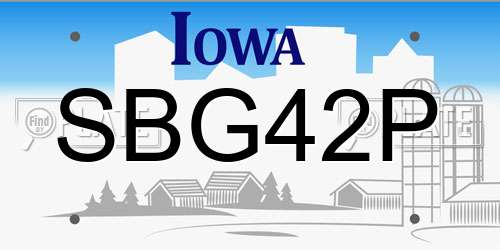 SBG42P Iowa License Plate