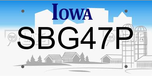 SBG47P Iowa License Plate