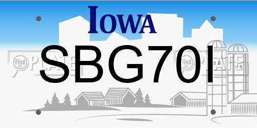 SBG70I Iowa License Plate