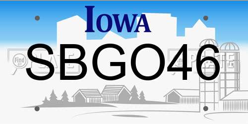 SBGO46 Iowa License Plate