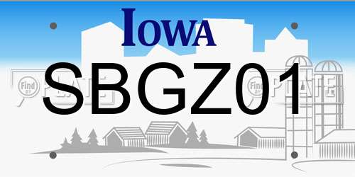 SBGZ01 Iowa License Plate