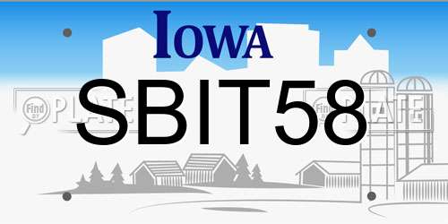SBIT58 Iowa License Plate
