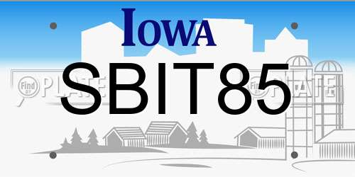 SBIT85 Iowa License Plate