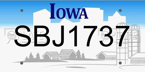 SBJ1737 Iowa License Plate