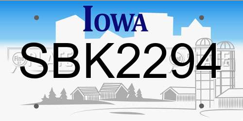 SBK2294 Iowa License Plate