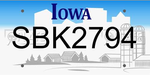 SBK2794 Iowa License Plate