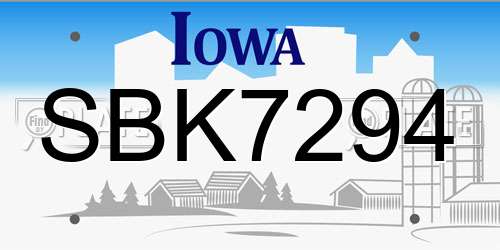 SBK7294 Iowa License Plate