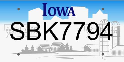 SBK7794 Iowa License Plate