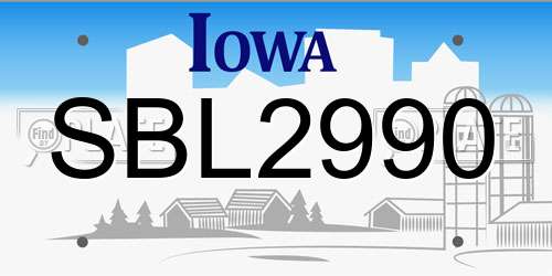 SBL2990 Iowa License Plate
