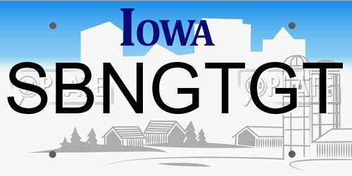 SBNGTGT Iowa License Plate