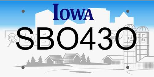 SBO43O Iowa License Plate