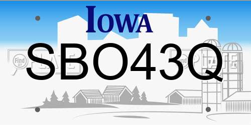 SBO43Q Iowa License Plate