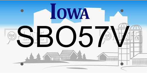 SBO57V Iowa License Plate